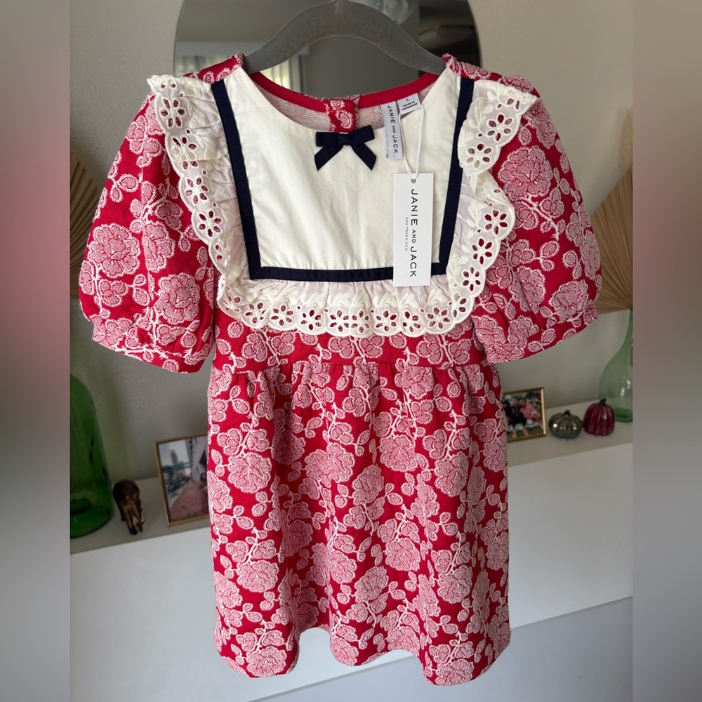 Janie & Jack rose jacquard eyelet dress